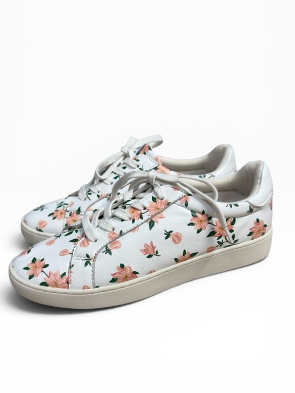 Draper James Harper Floral Print Lace Up Sneakers White Pink Women’s Size US 7